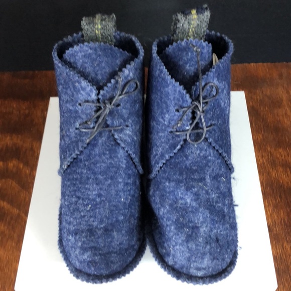 Maria La Rosa Mottled Navy Felt Wool Slippers Sz S - Picture 2 of 8